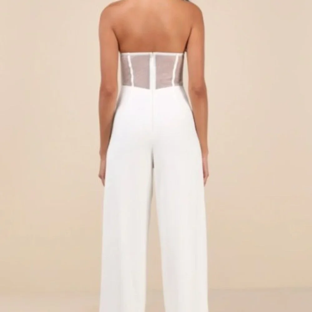 Lulus White Floral Embroidered Strapless Jumpsuit - Picture 2 of 4